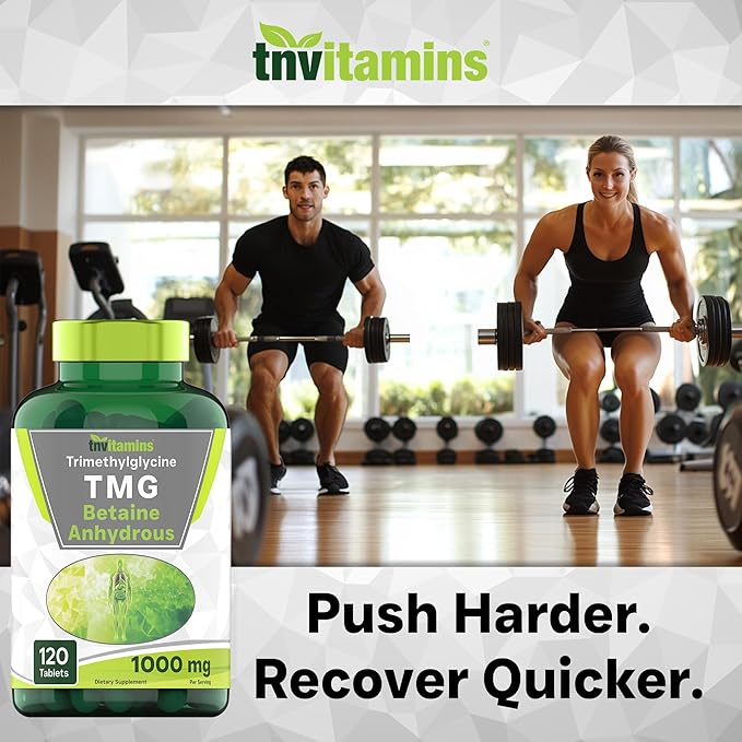 TMG Supplement 1000mg (Betaine Anhydrous) – 120 Tablets, Non-GMO, Made in USA, Homocysteine Support