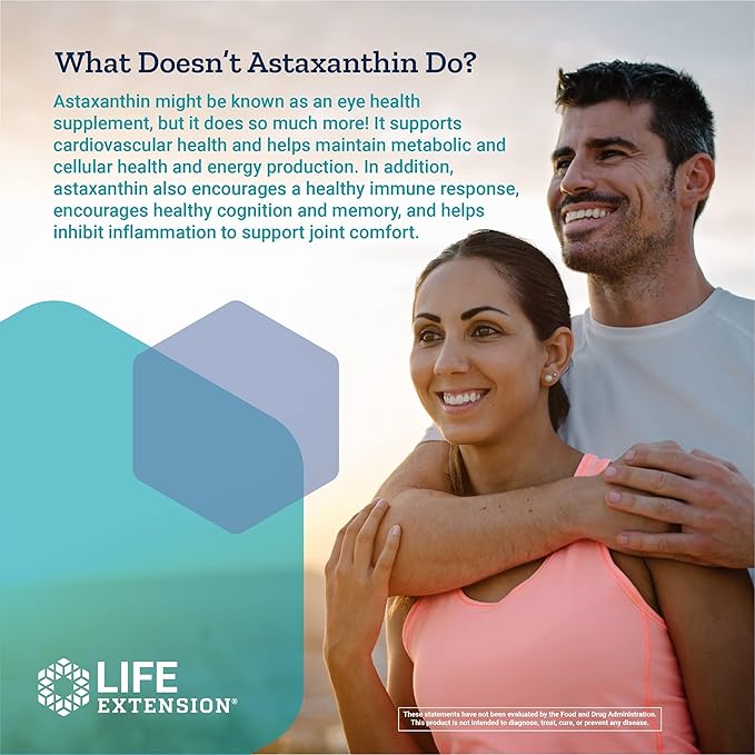 Life Extension Astaxanthin with Phospholipids 4mg – Eye, Heart, Immune & Metabolic Health – Non-GMO, Gluten-Free – 30 Softgels