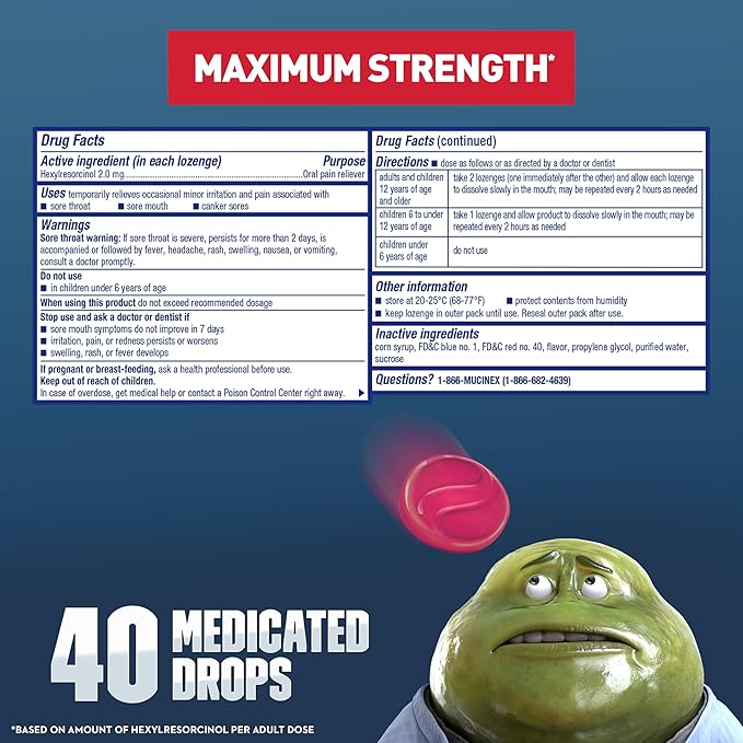 Mucinex Instasoothe Sore Throat Relief Lozenges – 40 Count