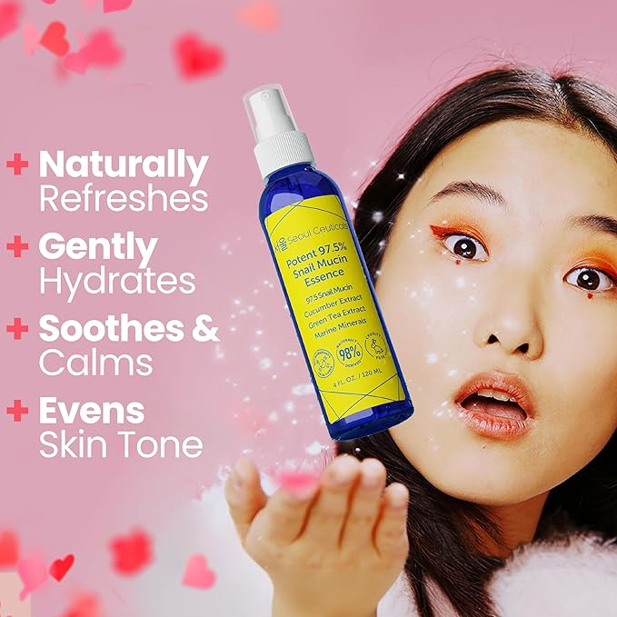 SeoulCeuticals Snail Mucin Face Mist – Hydrating Korean Essence Spray, 4oz