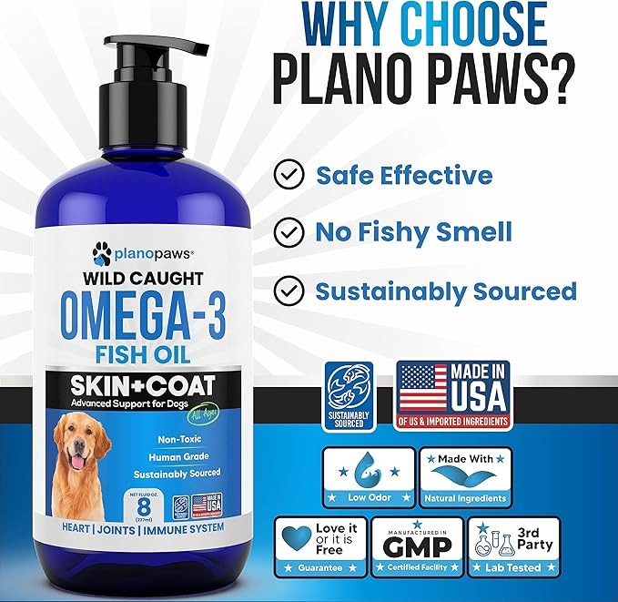 Omega 3 Fish Oil for Dogs - Better Than Salmon Oil - Dog Fish Oil Supplement to Reduce Shedding & Itching - Supports Joints, Brain, and Heart Health - Skin and Coat Supplement - Liquid Fish Oil
