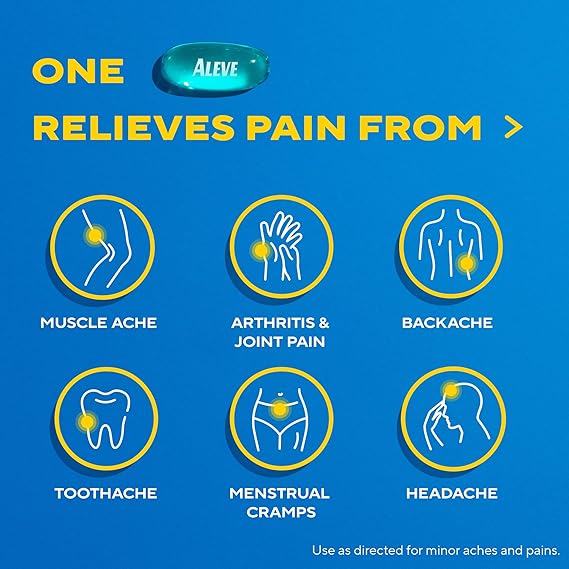 Aleve Liquid Gels – Naproxen Sodium 220mg – 120 Capsules – 12-Hour Pain Reliever & Fever Reducer (NSAID)
