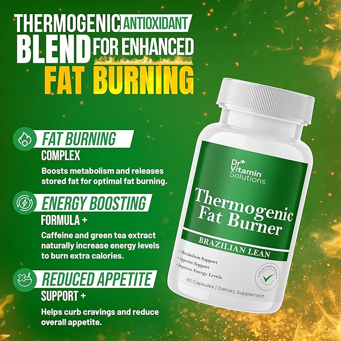 Thermogenic Fat Burner – Brazilian Lean by Dr. Vitamin | Waist Trimmer, Bloating Support, Appetite Suppressant & Energy Booster – Weight Loss Supplement for Women & Men – 60 Capsules