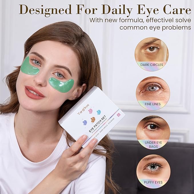 Yargkos Under Eye Patches – Hydrating Collagen Eye Masks, 32 Pairs Travel Set