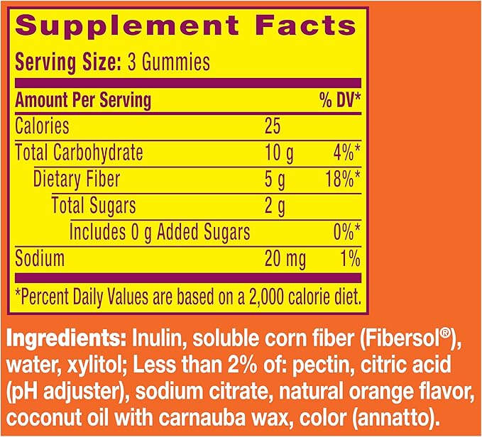 Metamucil Fiber Gummies for Adults – No Sugar Added, 5g Plant-Based Prebiotic Fiber – Orange Flavor – Non-GMO, Gluten-Free – 120 Gummies