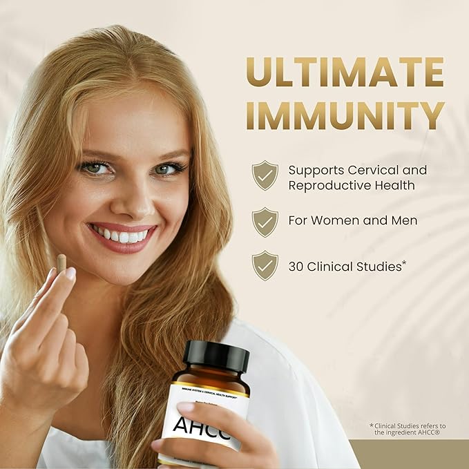 Premium AHCC & Shiitake Mushroom 1100mg – Immune & NK Cell Support – 30-Day Supply – Vegan, Gluten Free