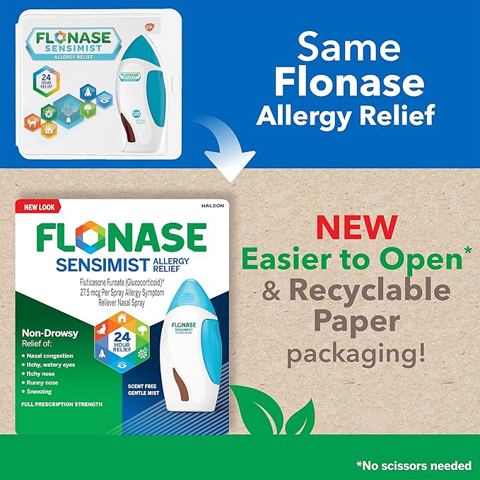 Flonase Sensimist Allergy Relief Nasal Spray 120 Sprays Non-Drowsy 24-Hour Relief Pack of 2