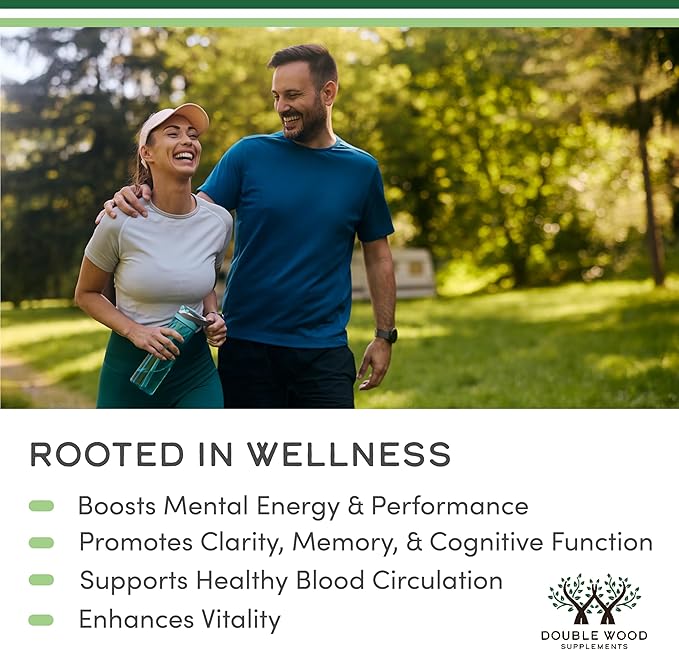 Double Wood Korean Red Panax Ginseng 1000mg – Mood, Cognitive Function & Energy Support – Non-GMO, Gluten-Free, Vegan – 240 Capsules