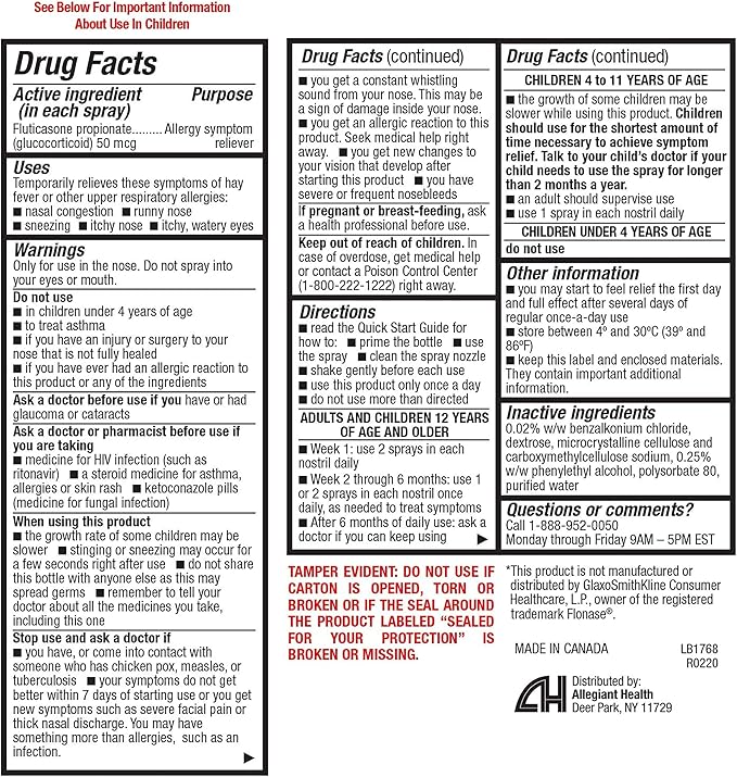 HealthA2Z Fluticasone Propionate Nasal Spray – 2 Pack, 24-Hour Non-Drowsy Allergy Relief for Sneezing, Congestion, Runny Nose, Itchy & Watery Eyes