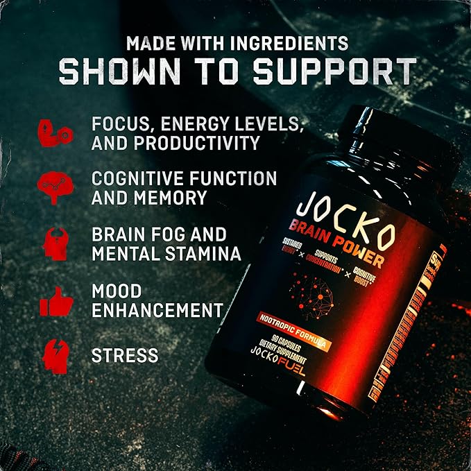 Jocko Fuel Brain Power Nootropic Supplement – Memory, Focus & Clarity Pills with L-Theanine, Alpha-GPC, L-Carnitine & Caffeine – 90 Capsules