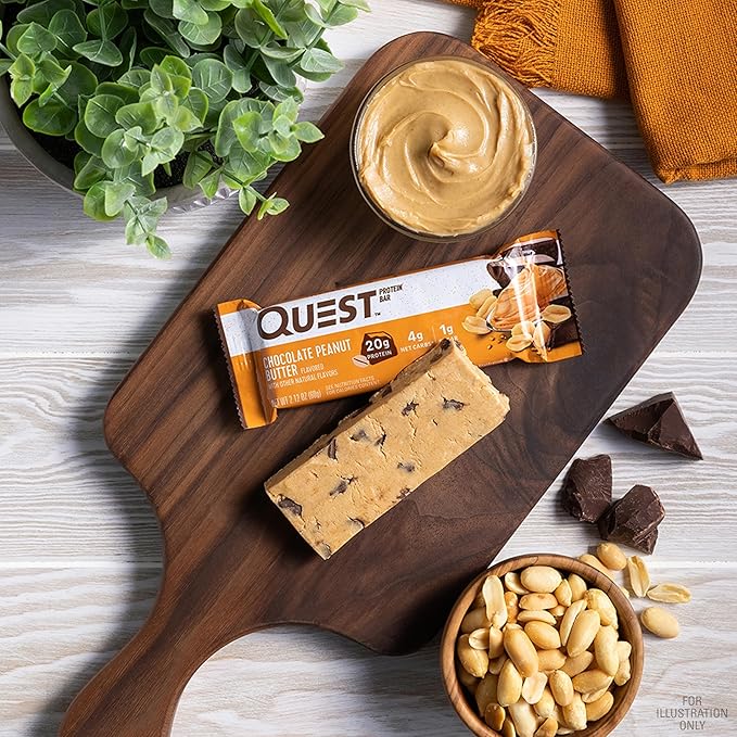 Quest Chocolate Peanut Butter Protein Bars – 20g Protein, 1g Sugar, Keto, Gluten Free, Low Carb, 12 Count