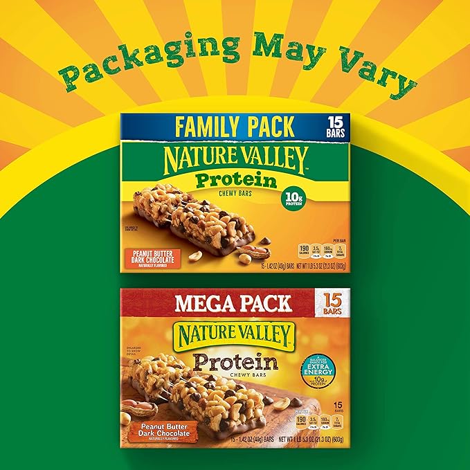 Nature Valley Protein Chewy Snack Bars – Peanut Butter Dark Chocolate, 15 Bars