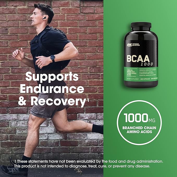 Optimum Nutrition Instantized BCAA Capsules – Keto Friendly, 1000mg, 400 Count, Branched Chain Essential Amino Acids