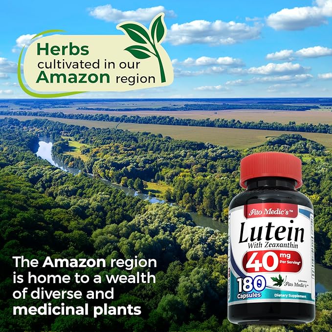 FITO MEDIC'S Lab Lutein 40mg + Zeaxanthin – High Absorption Eye Health Supplement – Ultra-Pure Marigold Extract – Non-GMO, Gluten-Free – 180 Capsules (Value Size)