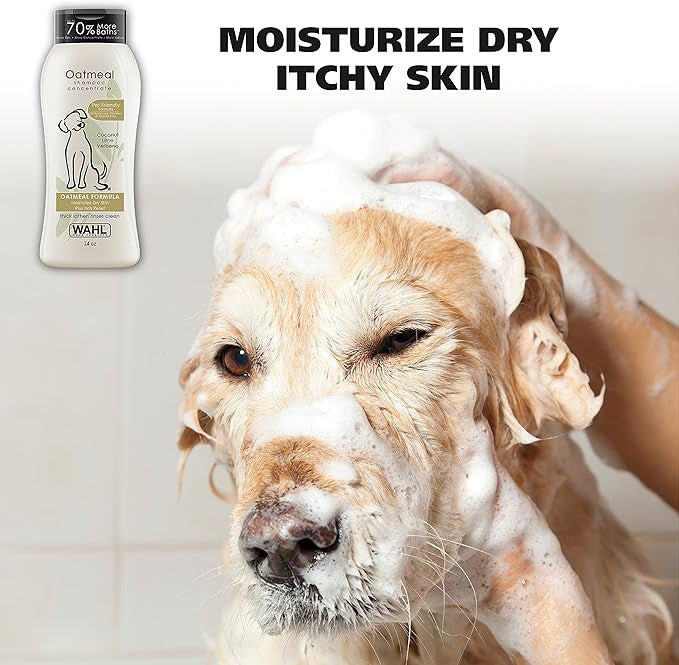 Wahl USA Dry Skin & Itch Relief Pet Shampoo for Dogs – Oatmeal Formula with Coconut Lime Verbena & Pet Friendly Formula, 24 Oz