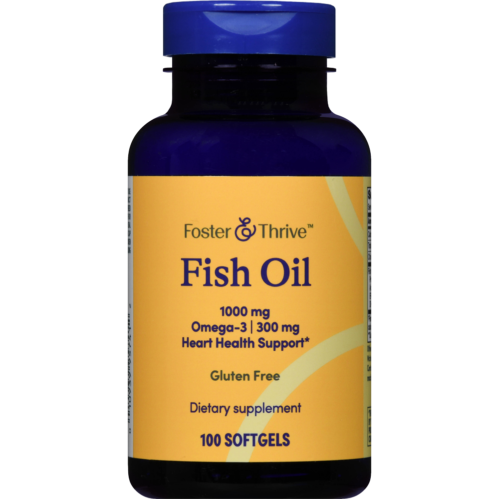 Foster and Thrive Fish Oil 1000mg Softgels – Omega-3 EPA & DHA for Heart, Brain & Joint Health – 100 Count – Gluten-Free