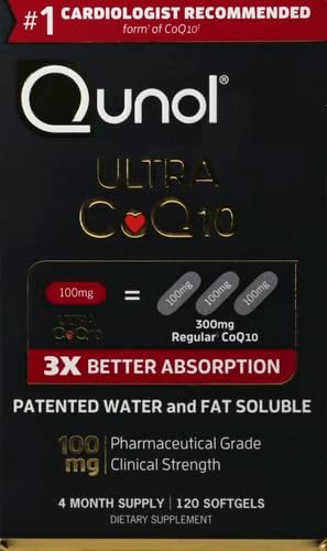 Qunol CoQ10 100mg Ultra Softgels – High Absorption, Water & Fat Soluble – Heart, Energy & Antioxidant Support – Non-GMO, Gluten-Free – 120 Softgels (4 Month Supply)