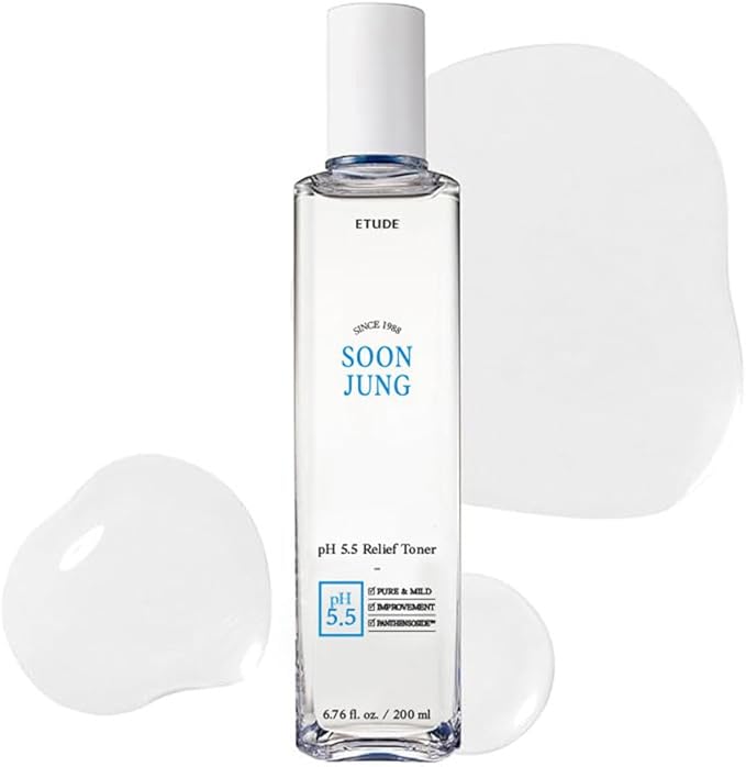 ETUDE Soonjung pH5.5 Relief Toner – Low pH, Hypoallergenic, Fragrance-Free, Non-Comedogenic Toner for Sensitive Skin, Panthenol & Madecassoside, 6.76 fl oz