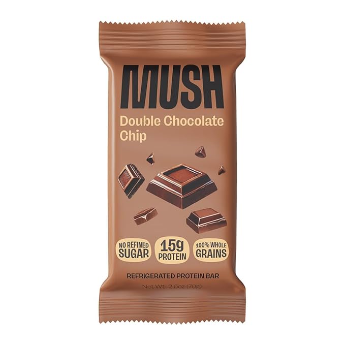 MUSH Double Chocolate Chip Protein Bar – 15g Protein, Gluten-Free, No Refined Sugar