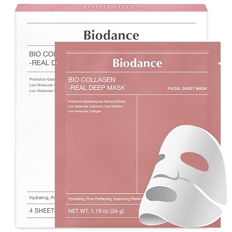 BIODANCE Bio-Collagen Hydrogel Mask – 4-Pack Hydrating Overnight Face Masks for Pore Minimizing & Elasticity – Deep Moisturizing K-Beauty Skincare