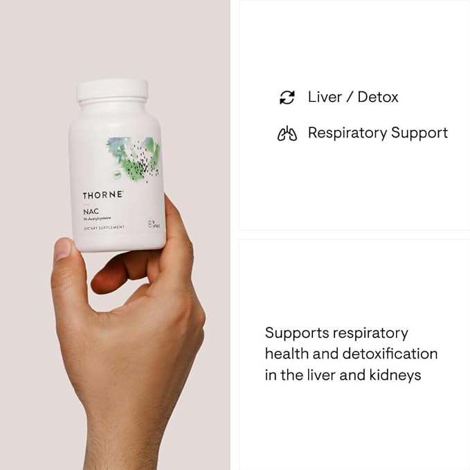THORNE NAC 500mg – Lung, Immune, Liver & Kidney Support – Antioxidant & Mucus Relief – Non-GMO, Gluten-Free – 90 Capsules