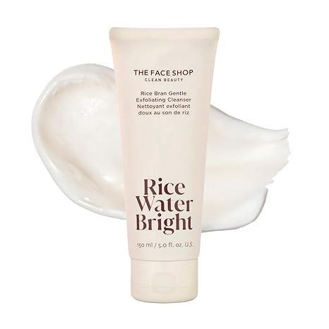 The Face Shop Rice Water Bright Exfoliating Cleanser – Gentle Vegan Korean Face Wash, 150ml