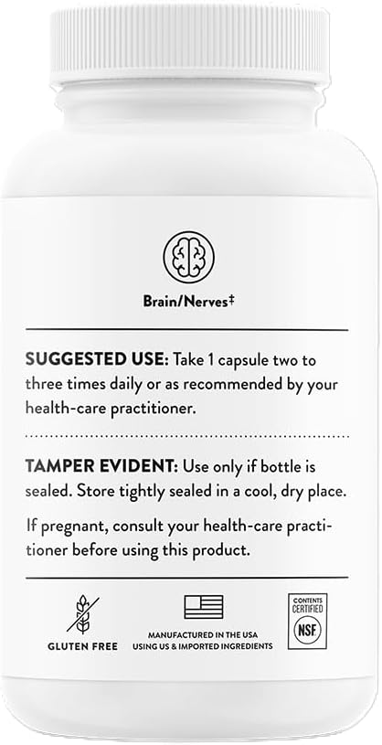 THORNE Acetyl-L-Carnitine 500mg – Brain, Nerve & Cognitive Support – Antioxidant for Nerve Health – Gluten, Dairy & Soy-Free – 60 Capsules