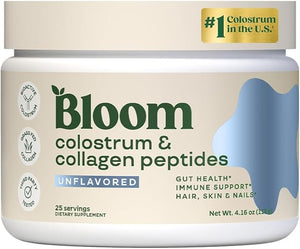 Bloom Nutrition Bovine Colostrum Powder with Vitamin B12 & Probiotics – Gut, Immune, Hair & Skin Support – Grass-Fed Collagen – Unflavored, Non-GMO, Gluten-Free – 25 Servings