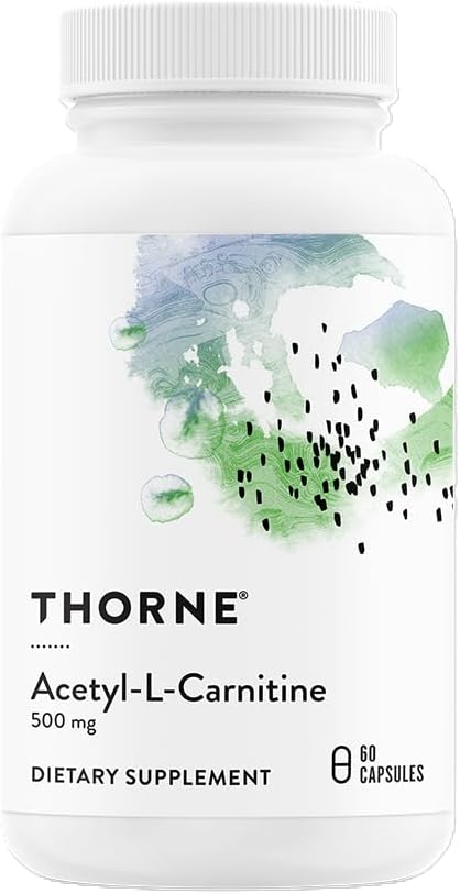 THORNE Acetyl-L-Carnitine 500mg – Brain, Nerve & Cognitive Support – Antioxidant for Nerve Health – Gluten, Dairy & Soy-Free – 60 Capsules
