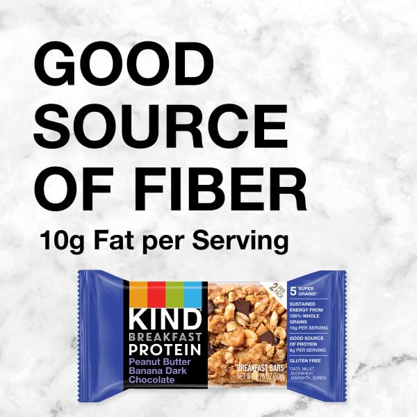 KIND Breakfast Protein Bars – Peanut Butter Banana Dark Chocolate, Gluten-Free, 6 Count, 8g Protein