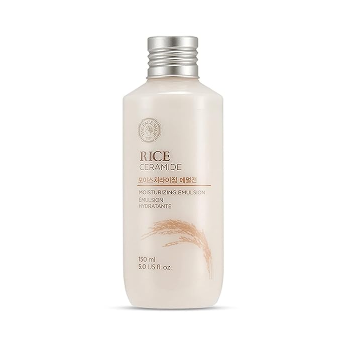 The Face Shop Rice Ceramide Moisturizing Emulsion – Rice Extract & Ceramides – Lightweight, Brightening, Hydrating Face Moisturizer – Non-Greasy, Korean Skin Care – 150ml