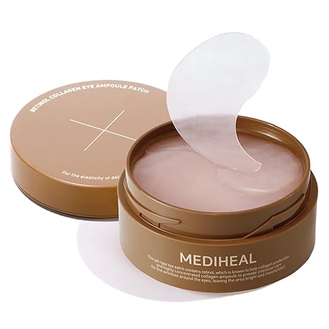 Mediheal Retinol Collagen Under Eye Patches, Korean Hydrogel Eye Pads, Anti-Aging, Nourishing, Non-Irritating, 60 Patches