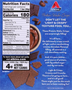Atkins Chocolate Crème Protein Wafer Crisps – Keto Friendly, High Fiber, Low Sugar, Protein Dessert, 5 Count