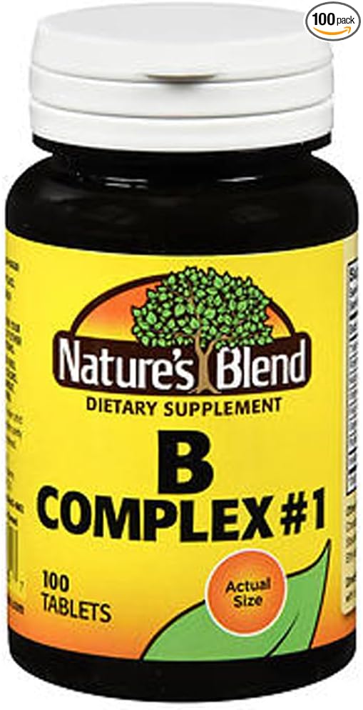 Nature’s Blend B Complex Vitamins Supplement – Energy & Nervous System Support – 100 Capsules – Daily B Vitamin Complex Formula