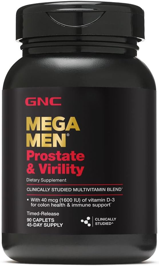 GNC Mega Men Prostate & Virility Multivitamin – Prostate, Sexual Performance, Immune & Antioxidant Support – 90 Caplets