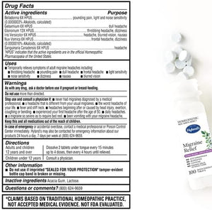 Hyland's Migraine Relief Tablets – 100 Count – Natural, Non-Drowsy, Homeopathic Headache Support – Fast Dissolving