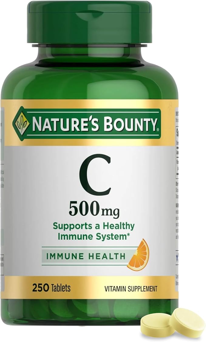 Nature’s Bounty Vitamin C 500mg – Immune & Antioxidant Support – 250 Tablets – Non-GMO, Gluten Free