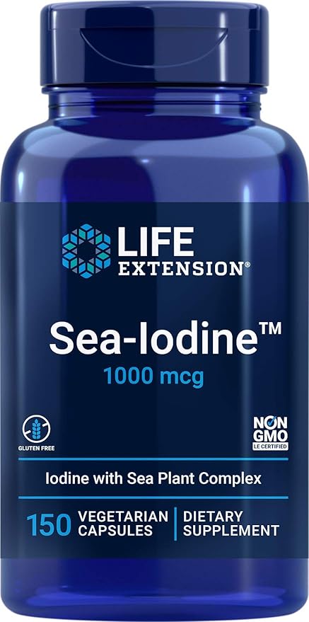 Life Extension Sea-Iodine 1000mcg – High Potency Kelp & Bladderwrack Thyroid Support – 150 Veg Caps