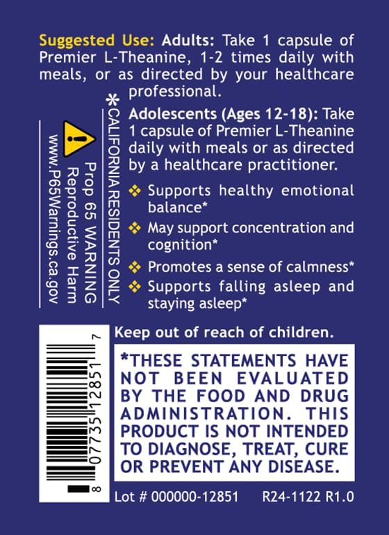 Quantum Nutrition Labs L-Theanine 200mg – Extra Strength Calm & Focus Support for Adults & Kids – Vegan, Non-GMO, Gluten-Free – 60 Capsules