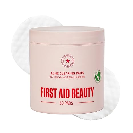 First Aid Beauty Acne Pads – 2% Salicylic Acid, Non-Drying, Sensitive Skin (60ct)