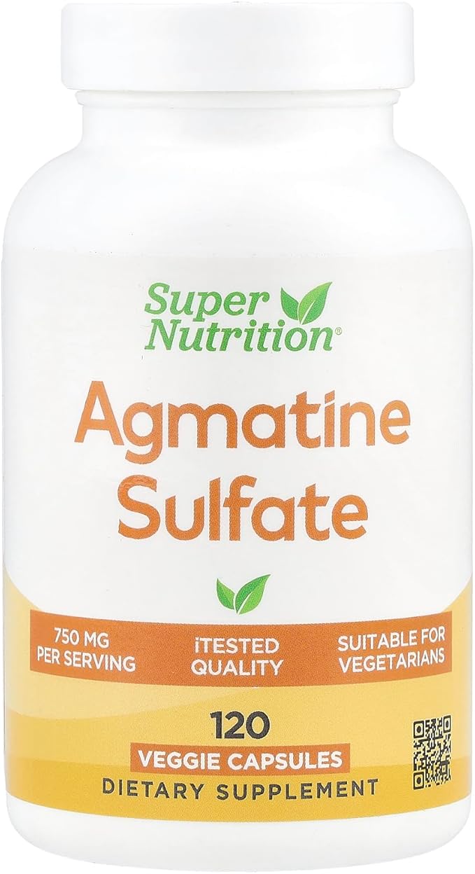 SuperNutrition Agmatine Sulfate – 750 mg, 120 Veggie Capsules, Nitric Oxide Support