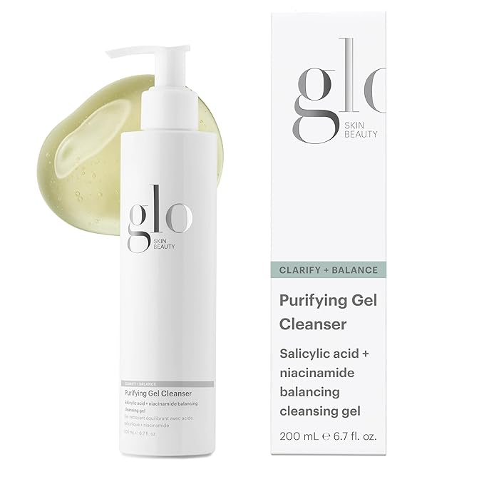 Glo Skin Beauty Purifying Gel Cleanser – Salicylic Acid + Niacinamide Face Wash – Unclogs Pores, Fights Breakouts, Minimizes Fine Lines – Fragrance Free, Non-Comedogenic – 4oz