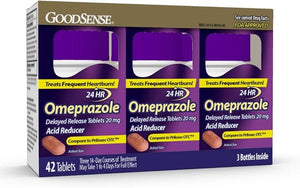 GoodSense Omeprazole 20 mg Delayed Release Tablets for Frequent Heartburn Relief 42 Count