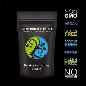 Prescribed For Life Betaine Anhydrous (TMG) – Pure Trimethylglycine Powder, 340g