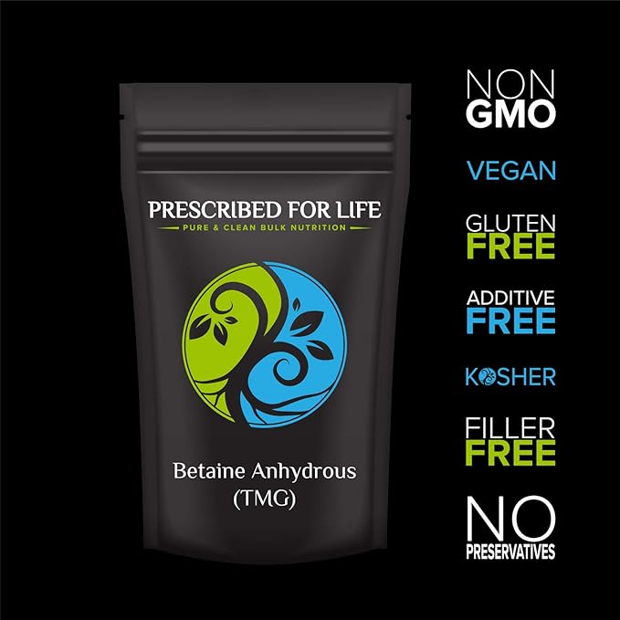 Prescribed For Life Betaine Anhydrous (TMG) – Pure Trimethylglycine Powder, 340g