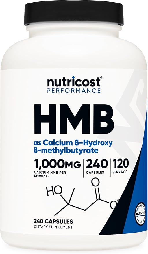 Nutricost HMB (Beta-Hydroxy Beta-Methylbutyrate) – 1000mg, 240 Capsules, 120 Servings, Gluten-Free, Non-GMO