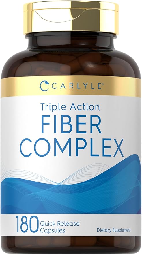 Carlyle Fiber Complex – Triple Action with Psyllium Husk, Oat Bran & Apple Pectin – Digestive Support, Regularity & Gut Health – Non-GMO, Gluten-Free – 180 Capsules