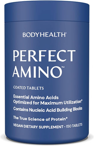 BodyHealth PerfectAmino – Essential Amino Acids Supplement with BCAAs, 150 Easy-to-Swallow Tablets, Vegan Protein for Muscle Recovery