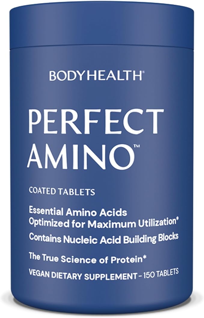 BodyHealth PerfectAmino – Essential Amino Acids Supplement with BCAAs, 150 Easy-to-Swallow Tablets, Vegan Protein for Muscle Recovery