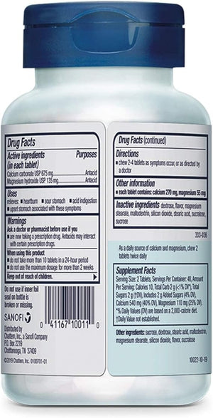 Rolaids Original Strength Antacid, 96 Chewable Tablets – Fast Heartburn Relief with Calcium & Magnesium – Mint Flavor